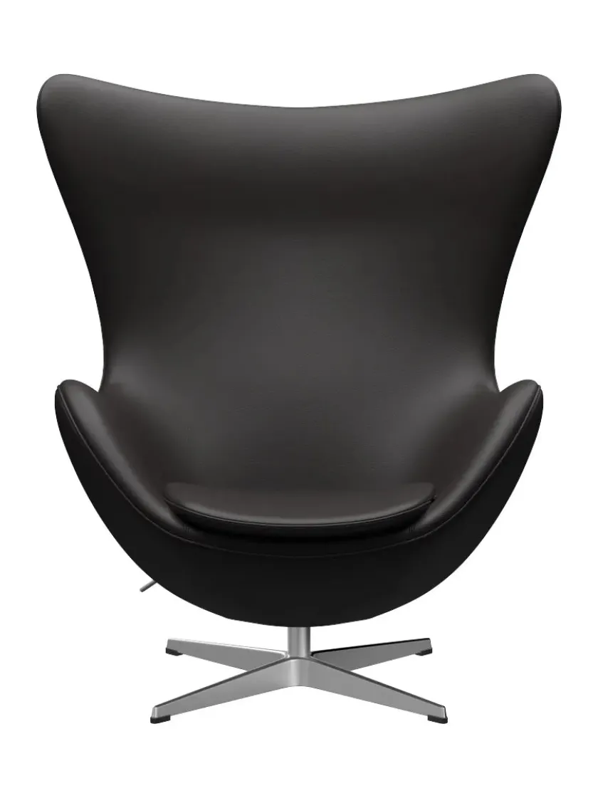 Fritz Hansen 3316 Ægget af Arne Jacobsen læder> Loungestole|Lænestole