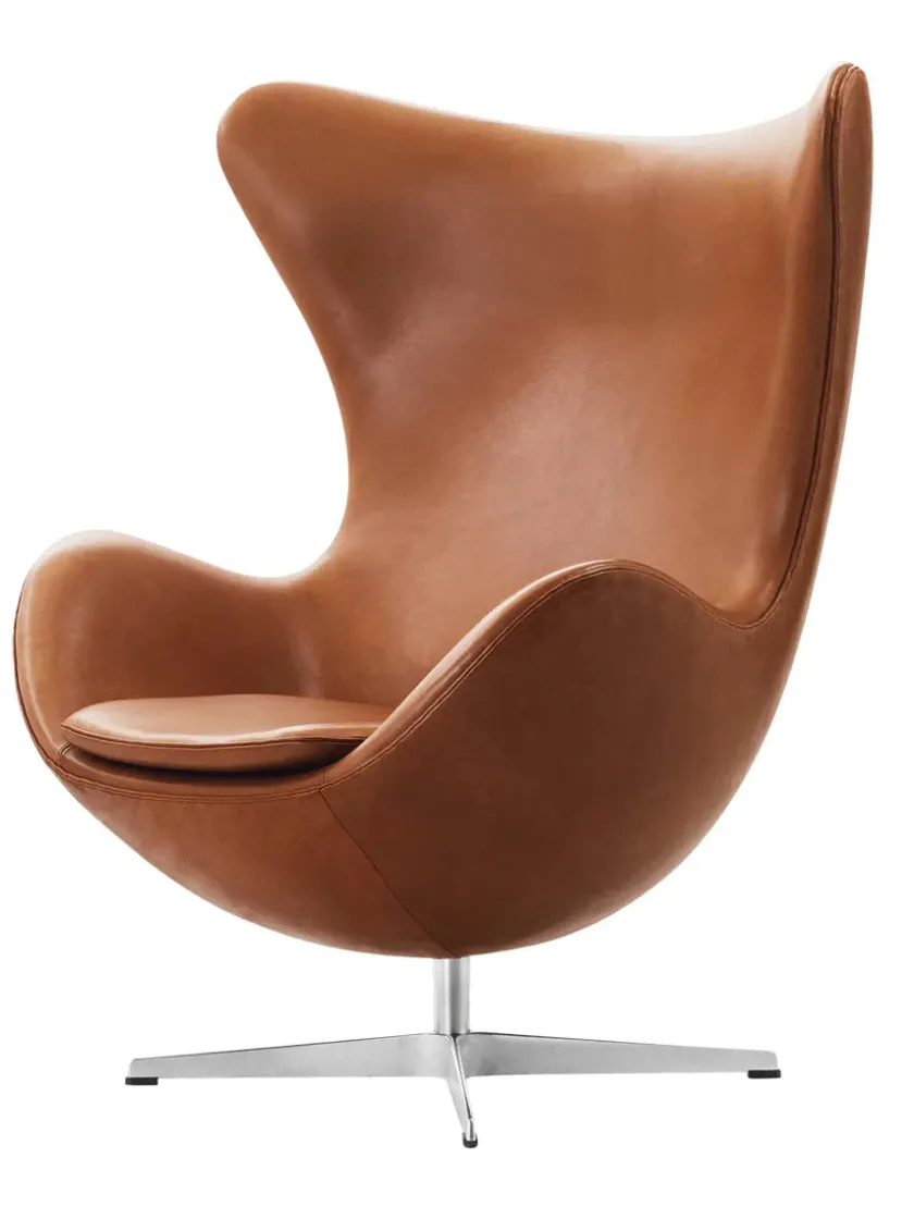 Fritz Hansen 3316 Ægget af Arne Jacobsen læder> Loungestole|Lænestole