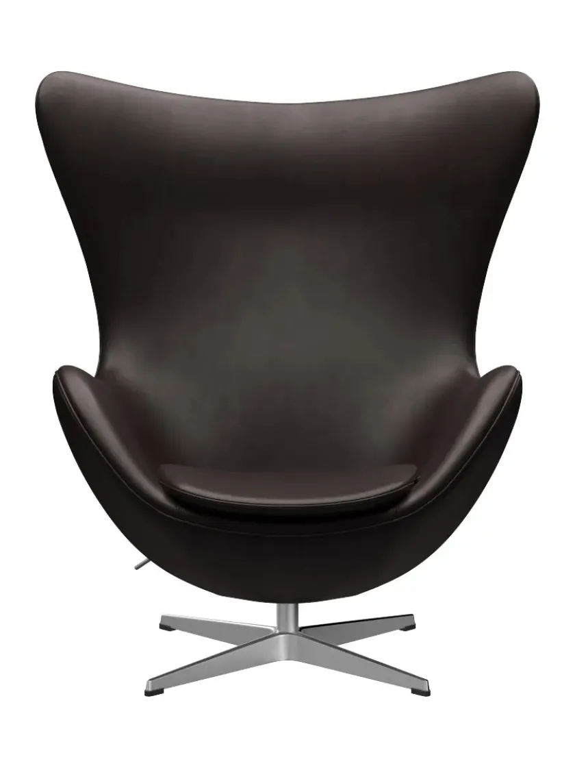 Fritz Hansen 3316 Ægget af Arne Jacobsen læder> Loungestole|Lænestole