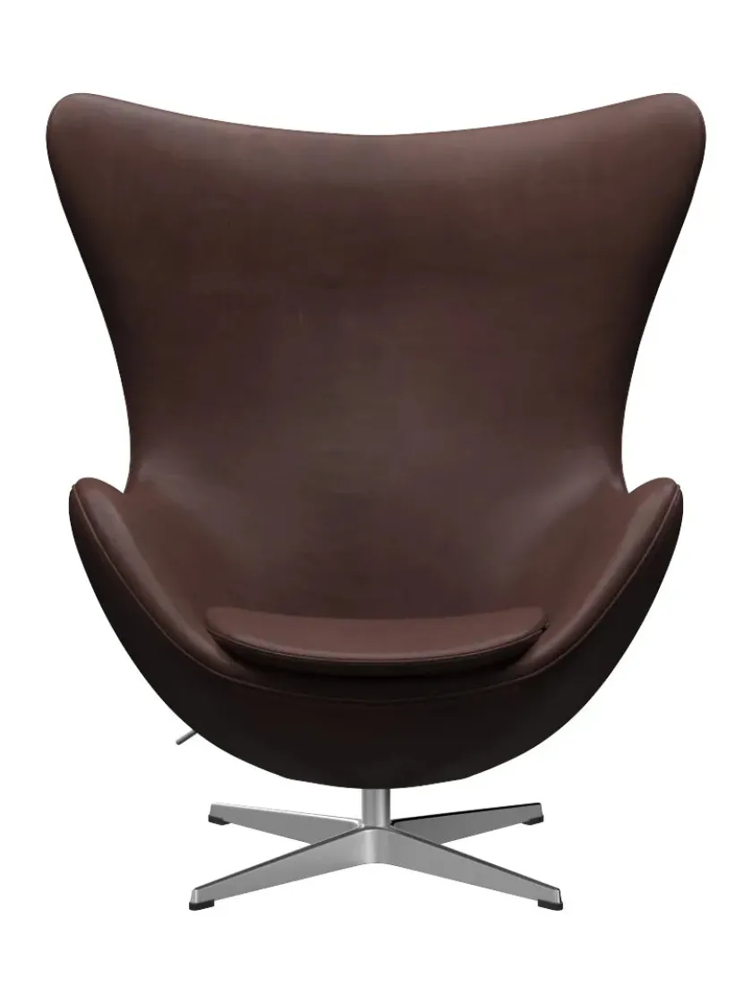 Fritz Hansen 3316 Ægget af Arne Jacobsen læder> Loungestole|Lænestole