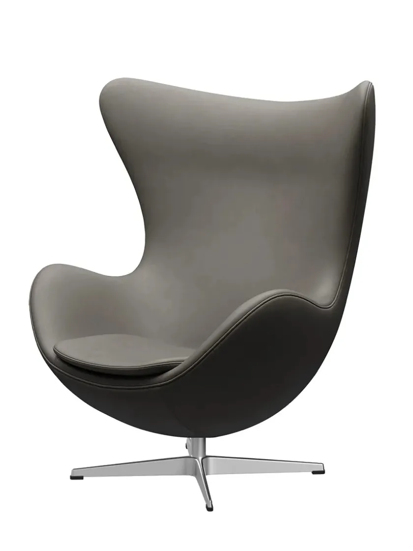 Fritz Hansen 3316 Ægget af Arne Jacobsen læder> Loungestole|Lænestole