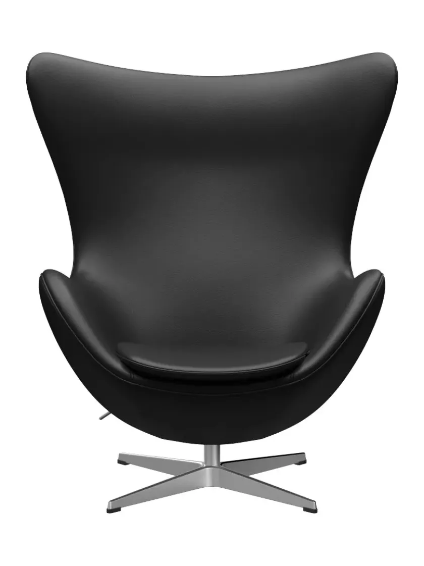 Fritz Hansen 3316 Ægget af Arne Jacobsen læder> Loungestole|Lænestole