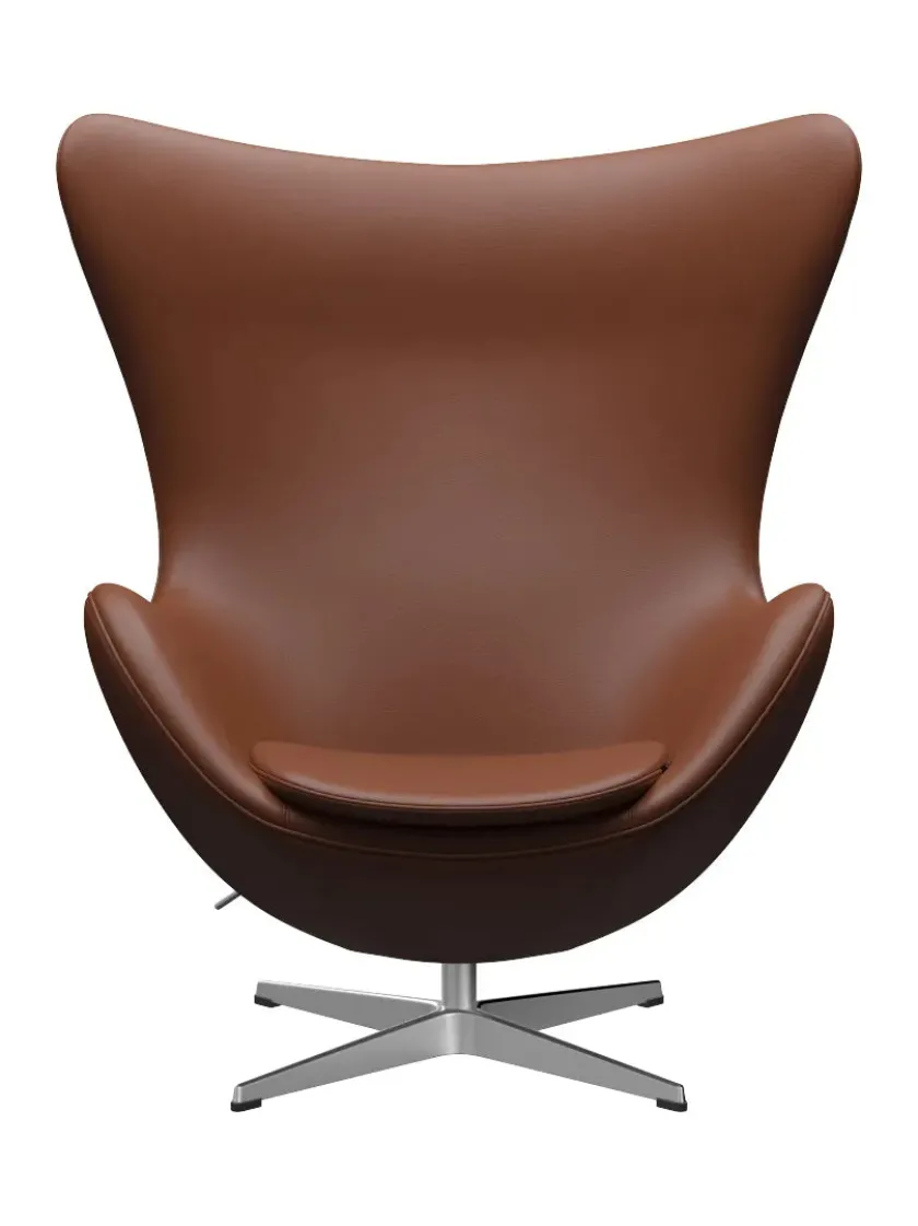 Fritz Hansen 3316 Ægget af Arne Jacobsen læder> Loungestole|Lænestole