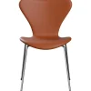 Fritz Hansen 3107 stol, fuldpolstret Essential læder valnød/krom stel af Arne Jacobsen> Spisebordsstole