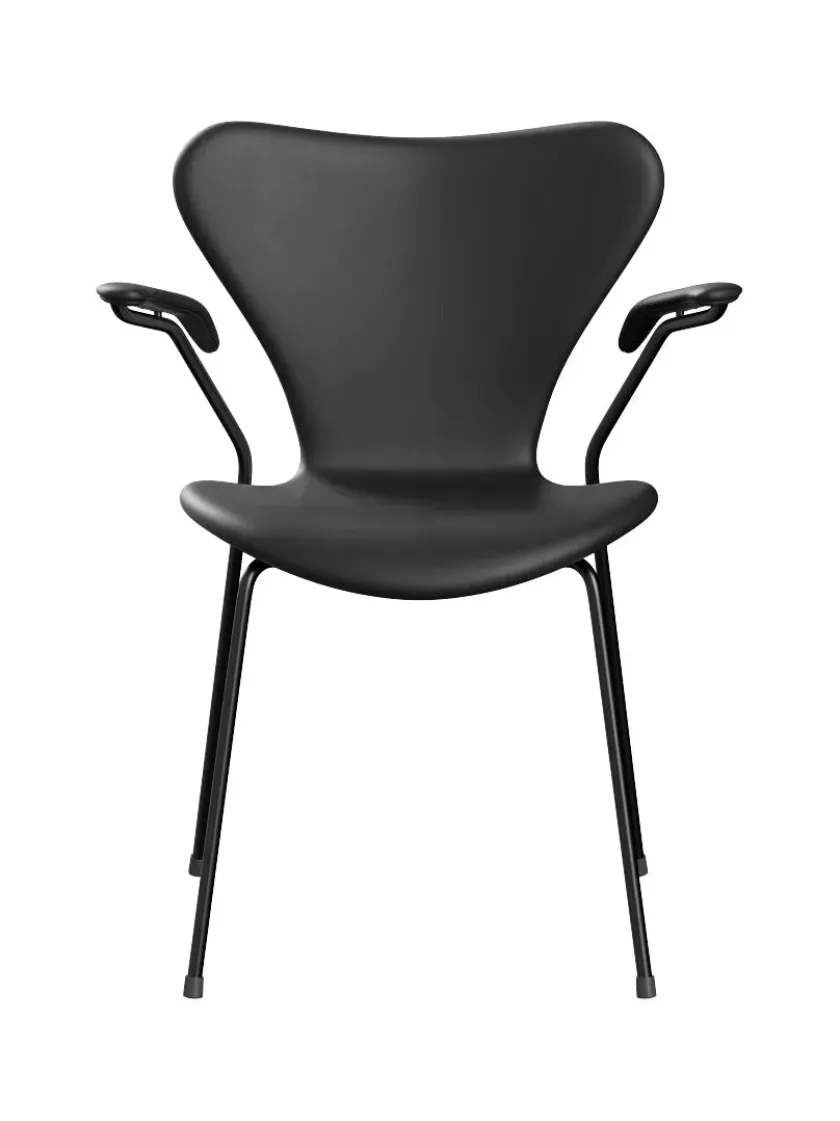 Fritz Hansen 3207 stol m/armlæn, fuldpolstret Essential læder valnød/krom stel af Arne Jacobsen> Spisebordsstole