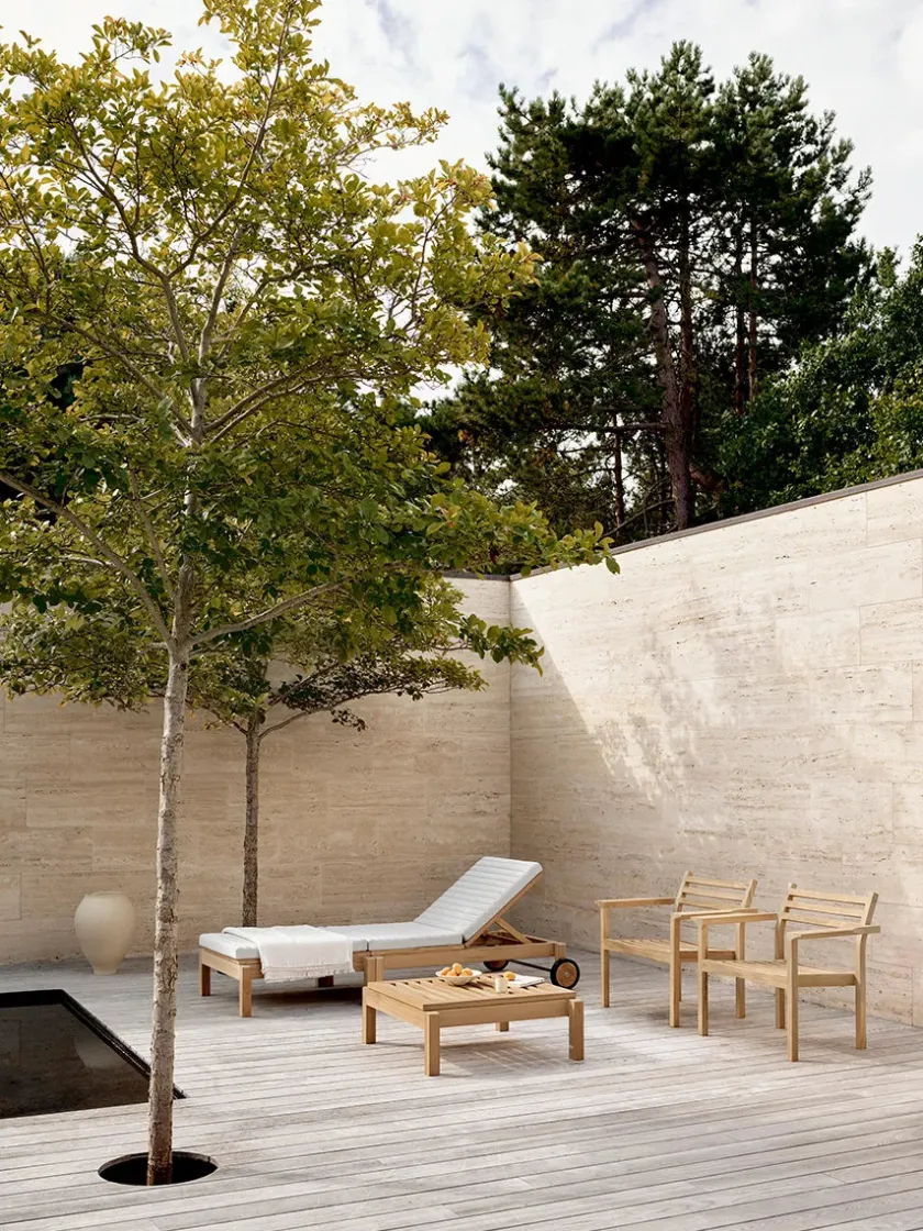 Carl Hansen & Søn AH604F Outdoor Lounger Fodskammel fra> Udendørs Loungemøbler|Havestole
