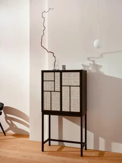 Design House Stockholm Air Cabinet, black/cane fra> Skænke