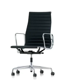 Vitra Aluminium Chair EA 119 kontorstol, sort læder fra> Kontorstole