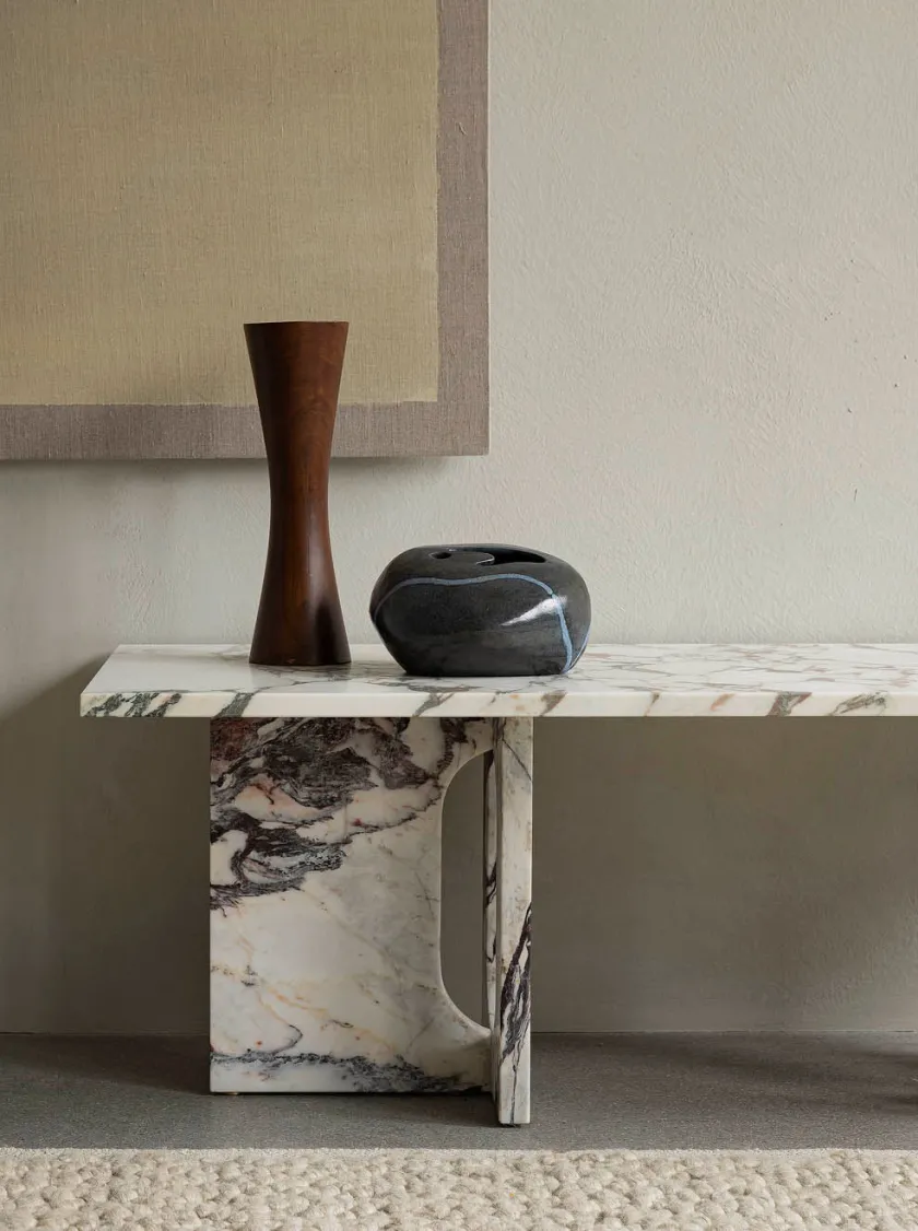 Audo Copenhagen Androgyne Lounge Table, Calacatta Viola / Wood fra> Sofaborde