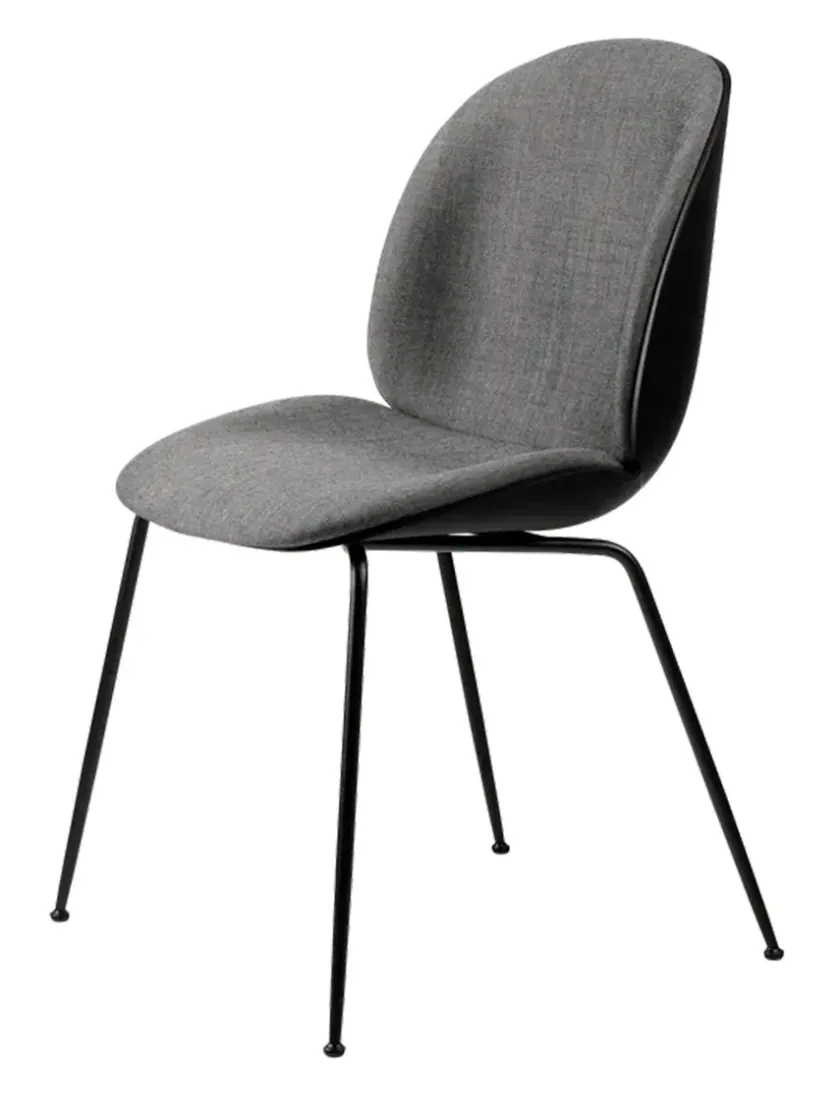 GUBI Beetle Chair, forsidepolstret, sort skal fra> Spisebordsstole