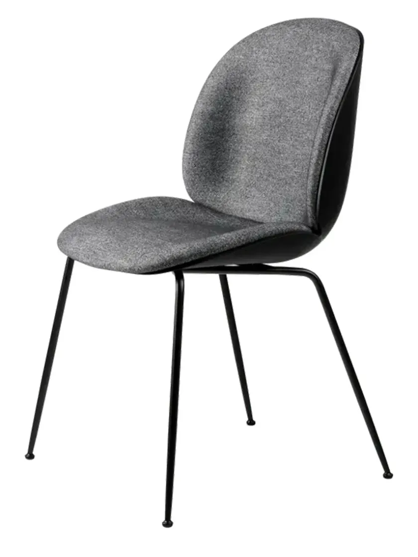 GUBI Beetle Chair, forsidepolstret, sort skal fra> Spisebordsstole