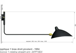 Editions Serge Mouille Big Wall Lamp w/1 Rotating Straight Arm af Serge Mouille><noscript><img width=