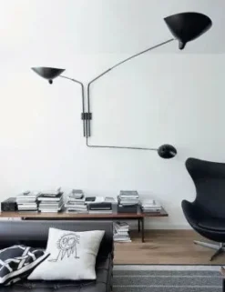 Editions Serge Mouille Big Wall Lamp w/3 Rotating Straight Arms af Serge Mouille><noscript><img width=
