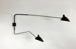 Editions Serge Mouille Big Wall Lamp w/2 Rotating Arms, 1 Straight, 1 Curved af Serge Mouille><noscript><img width=