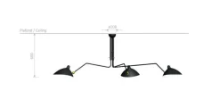 Editions Serge Mouille Ceiling Lamp w/3 Rotating Arms af Serge Mouille><noscript><img width=