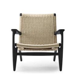 Carl Hansen & Søn CH25 Loungestol, eg sortmalet med naturflet af Hans J. Wegner> Loungestole|Lænestole