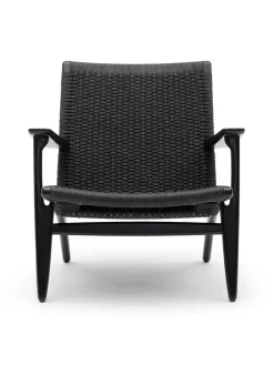 Carl Hansen & Søn CH25 Loungestol, eg sortmalet med sort flet af Hans J. Wegner> Lænestole