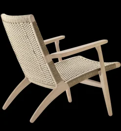 Carl Hansen & Søn CH25 Loungestol, eg sortmalet med sort flet af Hans J. Wegner><noscript><img width=