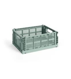 HAY Colour Crate Medium, Sage green fra>Børn Opbevaring På Børneværelset|Opbevaring
