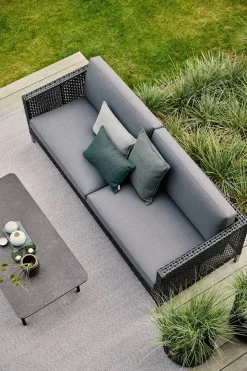 Cane-line Connect 3 personers Sofa, black/antracite fra> Udendørs Loungemøbler