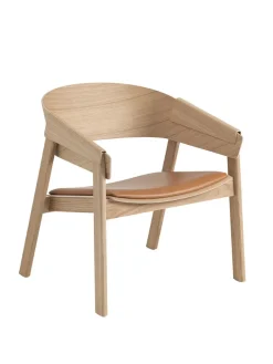 Muuto Cover Lounge Chair, oak w. cognac leather fra> Loungestole|Lænestole
