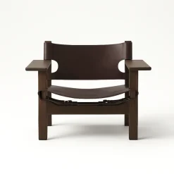 Fredericia Furniture Den Spanske Stol i mørkebrun læder, Røget eg olie af Børge Mogensen> Lænestole