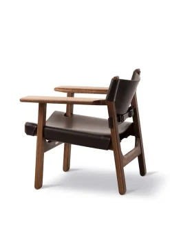 Fredericia Furniture Den Spanske Stol i mørkebrun læder, Røget eg olie af Børge Mogensen><noscript><img width=