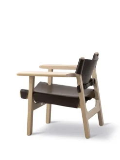 Fredericia Furniture Den Spanske Stol i naturfarvet læder, eg sæbe af Børge Mogensen><noscript><img width=