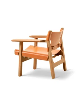 Fredericia Furniture Den Spanske Stol i naturfarvet læder, eg sæbe af Børge Mogensen><noscript><img width=