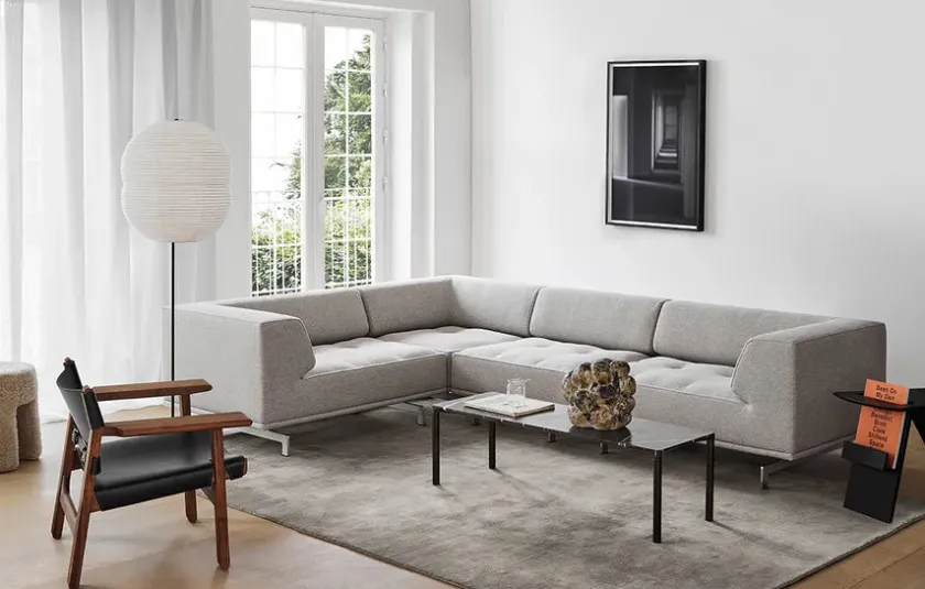 Fredericia Furniture Den Spanske Stol i sort læder, valnød olie af Børge Mogensen> Lænestole
