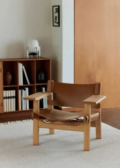 Fredericia Furniture Den Spanske Stol i sort læder, eg sort lak af Børge Mogensen><noscript><img width=