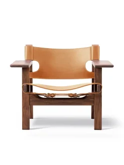 Fredericia Furniture Den Spanske Stol i sort læder, eg sort lak af Børge Mogensen><noscript><img width=