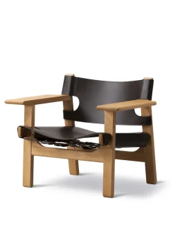 Fredericia Furniture Den Spanske Stol i sort læder, eg sort lak af Børge Mogensen><noscript><img width=
