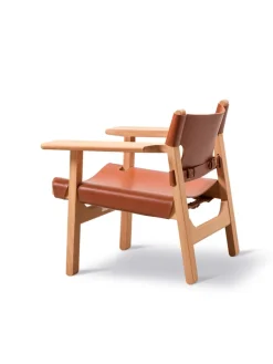 Fredericia Furniture Den Spanske Stol i sort læder, eg sort lak af Børge Mogensen><noscript><img width=