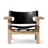 Fredericia Furniture Den Spanske Stol i sort læder, eg sæbe af Børge Mogensen> Lænestole