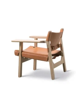 Fredericia Furniture Den Spanske Stol i sort læder, røget eg olie af Børge Mogensen><noscript><img width=