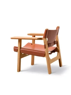 Fredericia Furniture Den Spanske Stol i sort læder, eg olie af Børge Mogensen><noscript><img width=