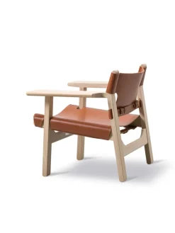 Fredericia Furniture Den Spanske Stol i sort læder, eg olie af Børge Mogensen><noscript><img width=