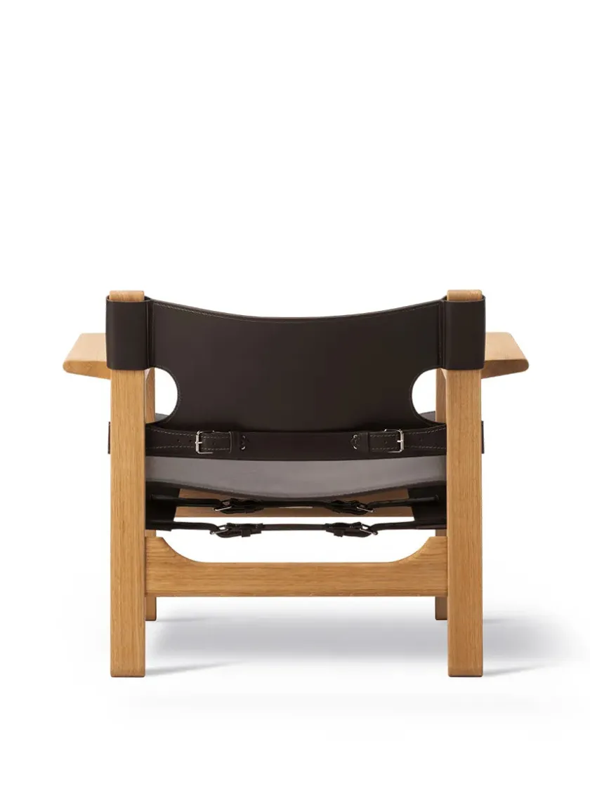Fredericia Furniture Den Spanske Stol i sort læder, eg olie af Børge Mogensen> Lænestole