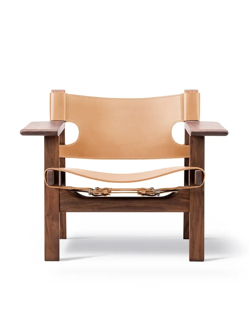 Fredericia Furniture Den Spanske Stol i sort læder, eg olie af Børge Mogensen> Lænestole