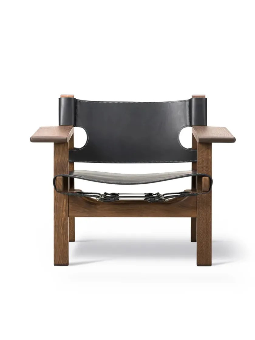 Fredericia Furniture Den Spanske Stol i sort læder, eg olie af Børge Mogensen> Lænestole