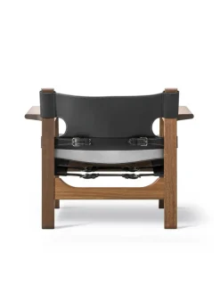 Fredericia Furniture Den Spanske Stol i sort læder, eg olie af Børge Mogensen><noscript><img width=