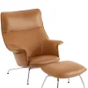 Muuto Doze Lounge Chair inkl. Fodskammel, cognac refine leather fra> Fodskamler|Lænestole