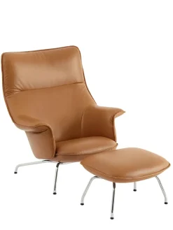 Muuto Doze Lounge Chair inkl. Fodskammel, cognac refine leather fra> Fodskamler|Lænestole