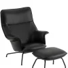 Muuto Doze Lounge Chair inkl. Fodskammel, black refine leather fra> Fodskamler|Lænestole