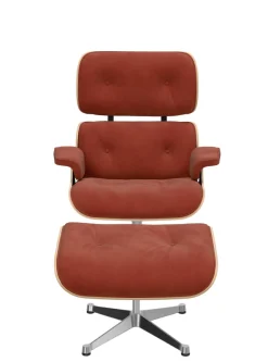 Vitra Eames Lounge Chair, kirsebær, calma brandy inkl. Fodskammel fra><noscript><img width=