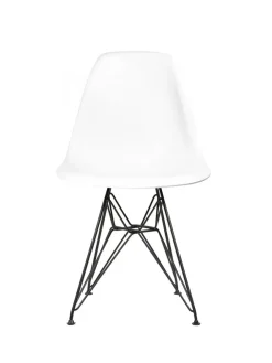 Vitra Eames Plastic Side Chair DSR, sort pulverlakeret fra> Spisebordsstole