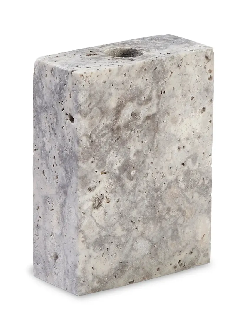 Wabi Sabi Nordic Epode Lysestage 8,5 cm, travertin silver fra> Gaver Til Hende|Kalenderlys & Julelysestager