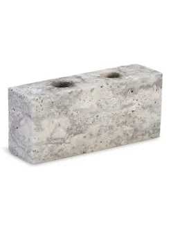 Wabi Sabi Nordic Epode Lysestage 14 cm, travertin silver fra> Gaver Til Hende|Kalenderlys & Julelysestager