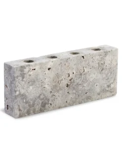 Wabi Sabi Nordic Epode Lysestage 25 cm, travertin silver fra> Gaver Til Hende|Kalenderlys & Julelysestager